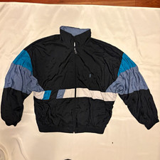 Vintage Bill Blass Colorblock Windbreaker Jacket Full Zip Stand-Up Collar Mens L