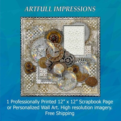 Vintage Lace & Time Elegant Steampunk Fusion Personal Wall Art or Scrapbook Page