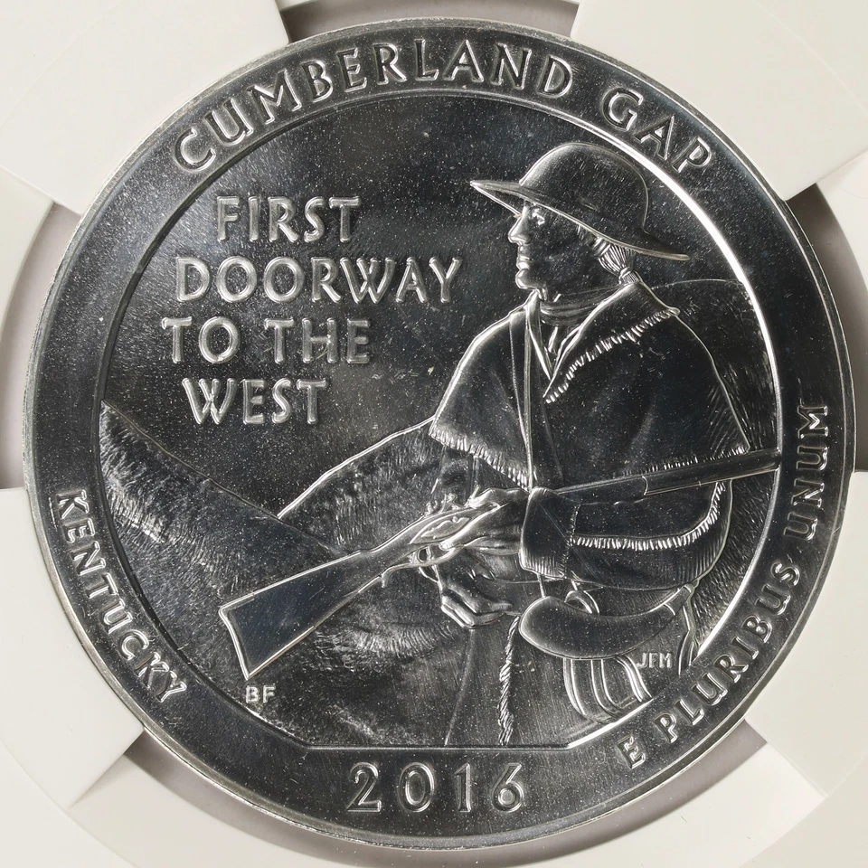 2016 25c Cumberland Gap ATB 5oz Silver Quarter 25c NGC MS69 PL - Image 3 of 4