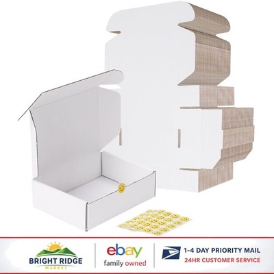 Set of 50 White Corrugated Shipping Boxes for Packing and Mailing Small Items