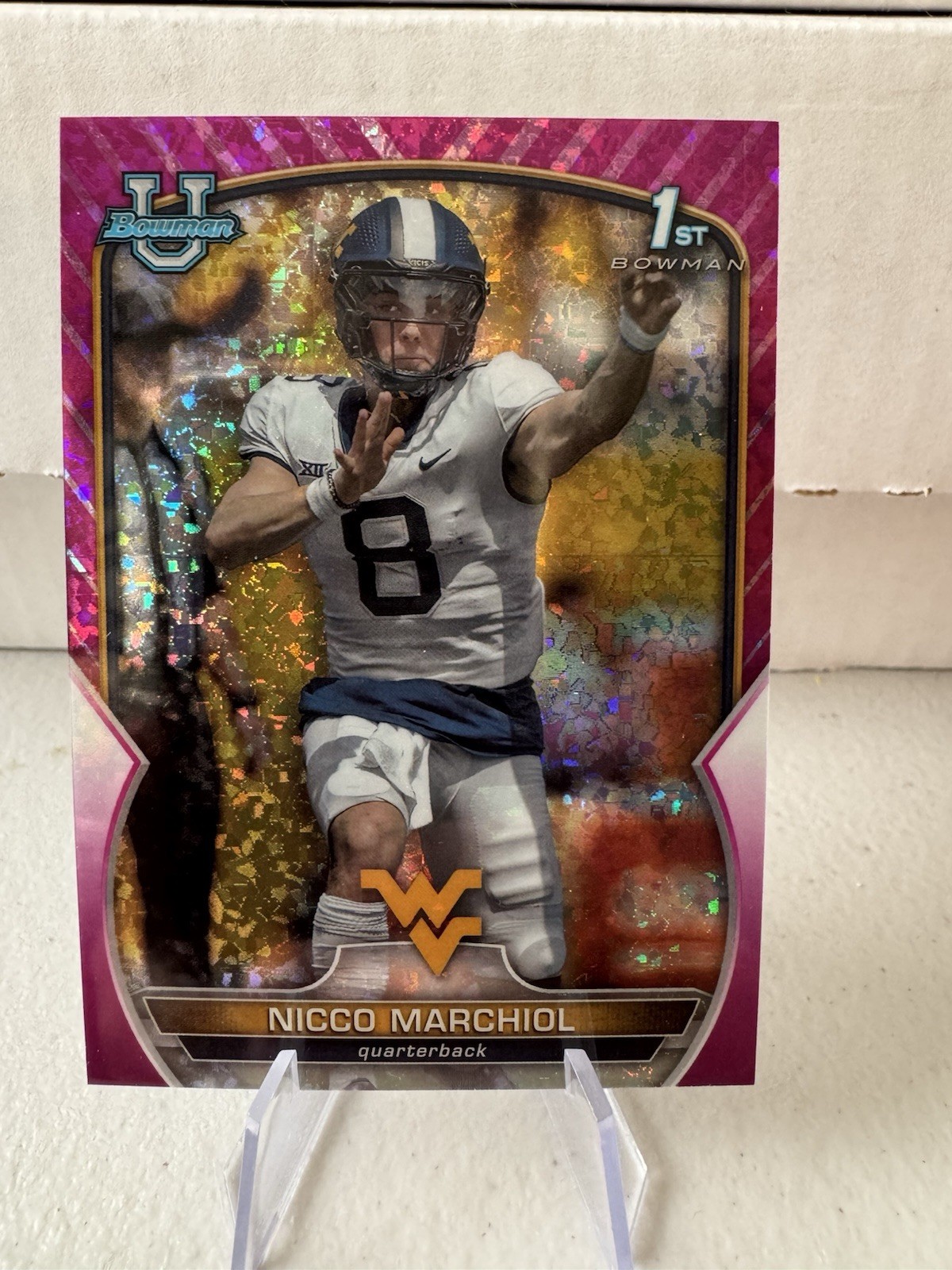 2022 Bowman U Chrome Nicco Marchiol Pink Mini-Diamond 40/150 WVU Football