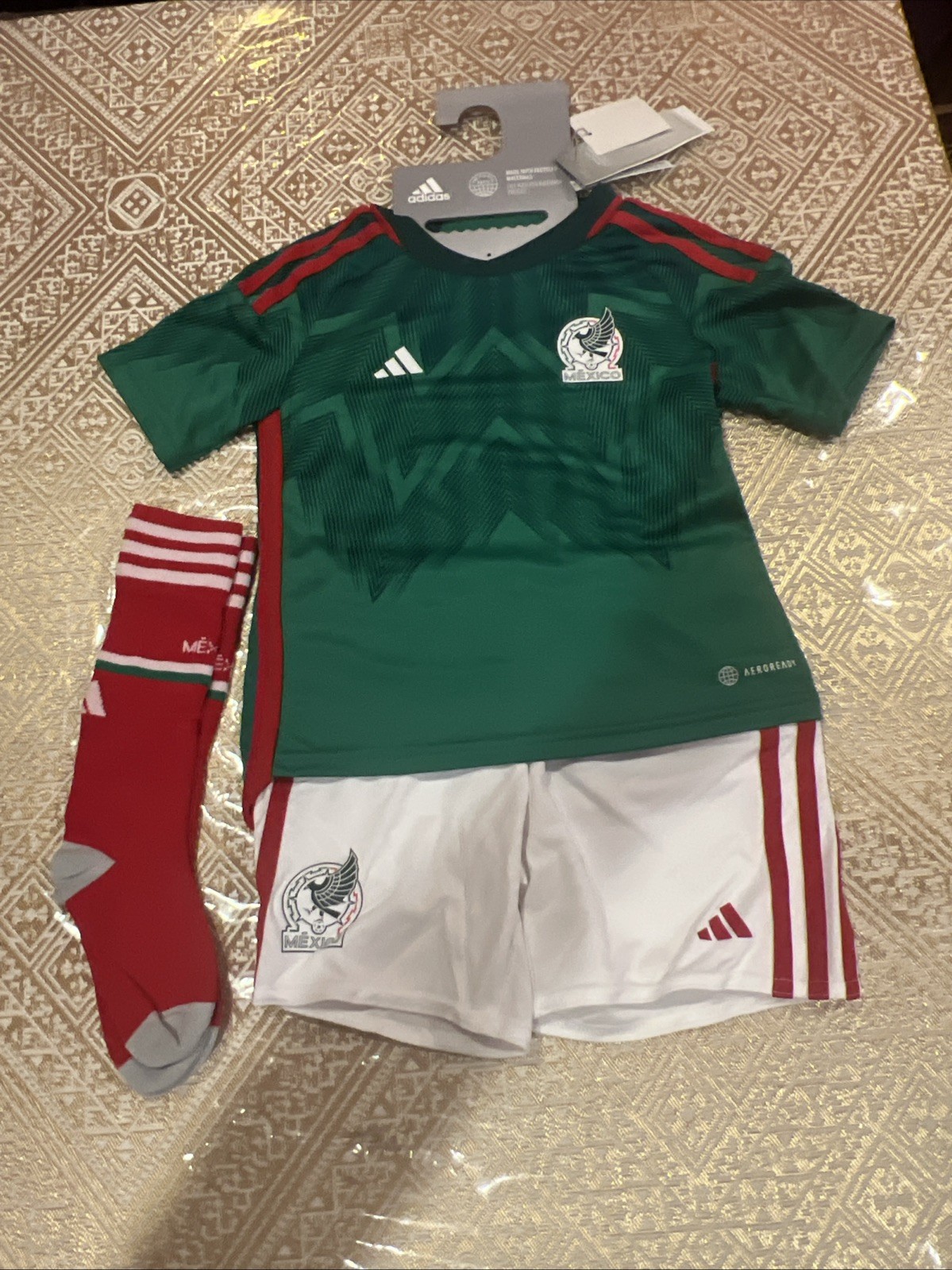 adidas Mexico FMF Home Mini Kids Soccer Kit HE8861 Jersey+Short+socks Size (2XS)