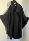 VTG Dani Colby Black Wool Hooded Cape Coat Poncho Goth Weighty 60” Span x 47”