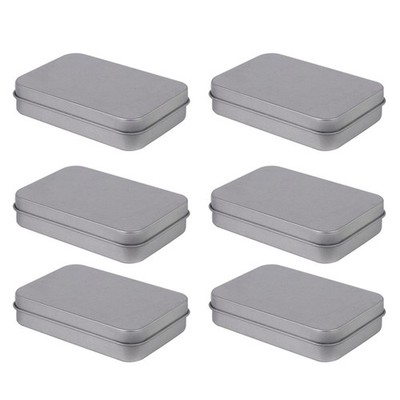  6pcs Rechteckige Weißblechboxen Clamshell Hinged Tin Containers Leere