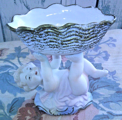 Lamore China Cherub Compote Candy Dish Made in Occupied Japan Vintage