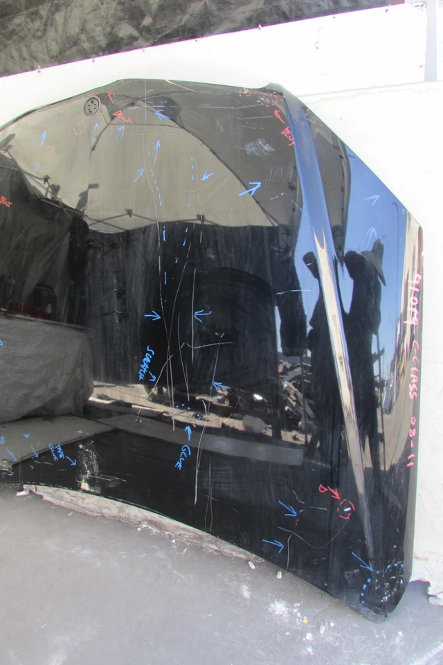 2008-2011 Mercedes Benz C300 Front Hood Bonnet Lid Panel Cover Assembly Black OE - Image 3 of 4