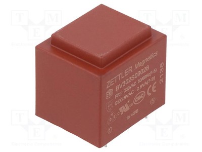9V 2,8VA 32,8x27,8x29,8mm PCB 230VAC Transformator: überzogen
