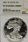 2001 W NGC PF70 ULTRA CAMEO AMERICAN SILVER EAGLE #B52868