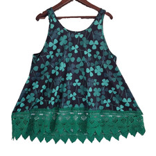 XiaoMaAnJi Women's St. Patrick's Day Shamrock Crochet Hem Tank Flowy 1X