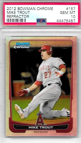 2012 BOWMAN CHROME MIKE TROUT REFRACTOR #157 PSA 10 GEM MINT ANGELS