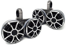 Wet Sounds REVO6-XSG-SS Gunmetal 6.5" LED Speakers in Black Towers