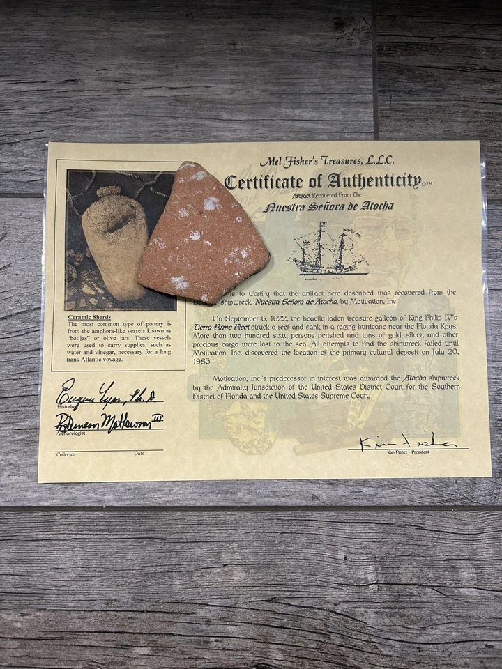 Artefacto de cerámica del naufragio de Atocha Mel Fisher Treasure para fanáticos de la flota 1715 Foto 2 de 4