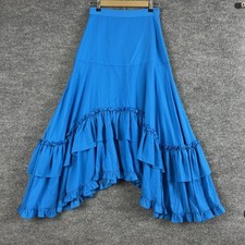 Gonna Alexis piccola blu con volant asimmetrica maxi chiffon foderata boho festa formale
