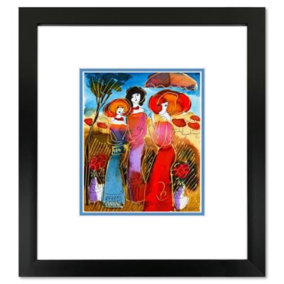 Moshe Leider, Framed Original Mixed Media Watercolor Painting, Hand Signed