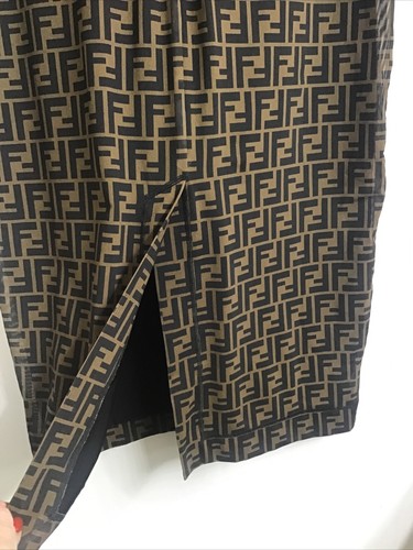 Fendi Dress Zucca Print Brown Crew Short Sleeve Midi Stretch Size 42/10 - 第 8/13 張圖片
