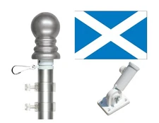 Scotland Cross 3'x5' Polyester Flag & Spinner Flagpole Set w/Adjustable Bracket
