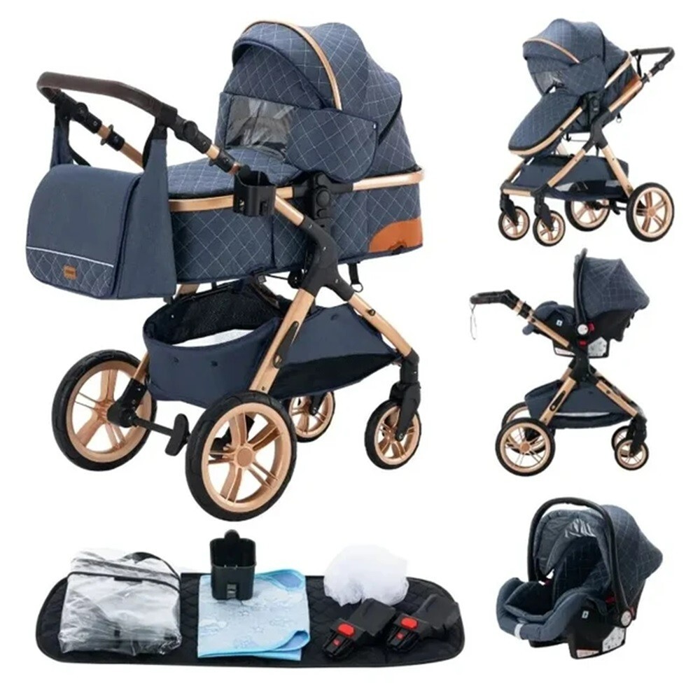 Passeggino trio baby carrozzina ovetto 3in1 bambini neonati vari colori leggero