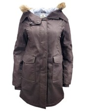 Hoodlamb Women's Brown Fur Collar Hooded Hemp Warm Parka 420 Nwt