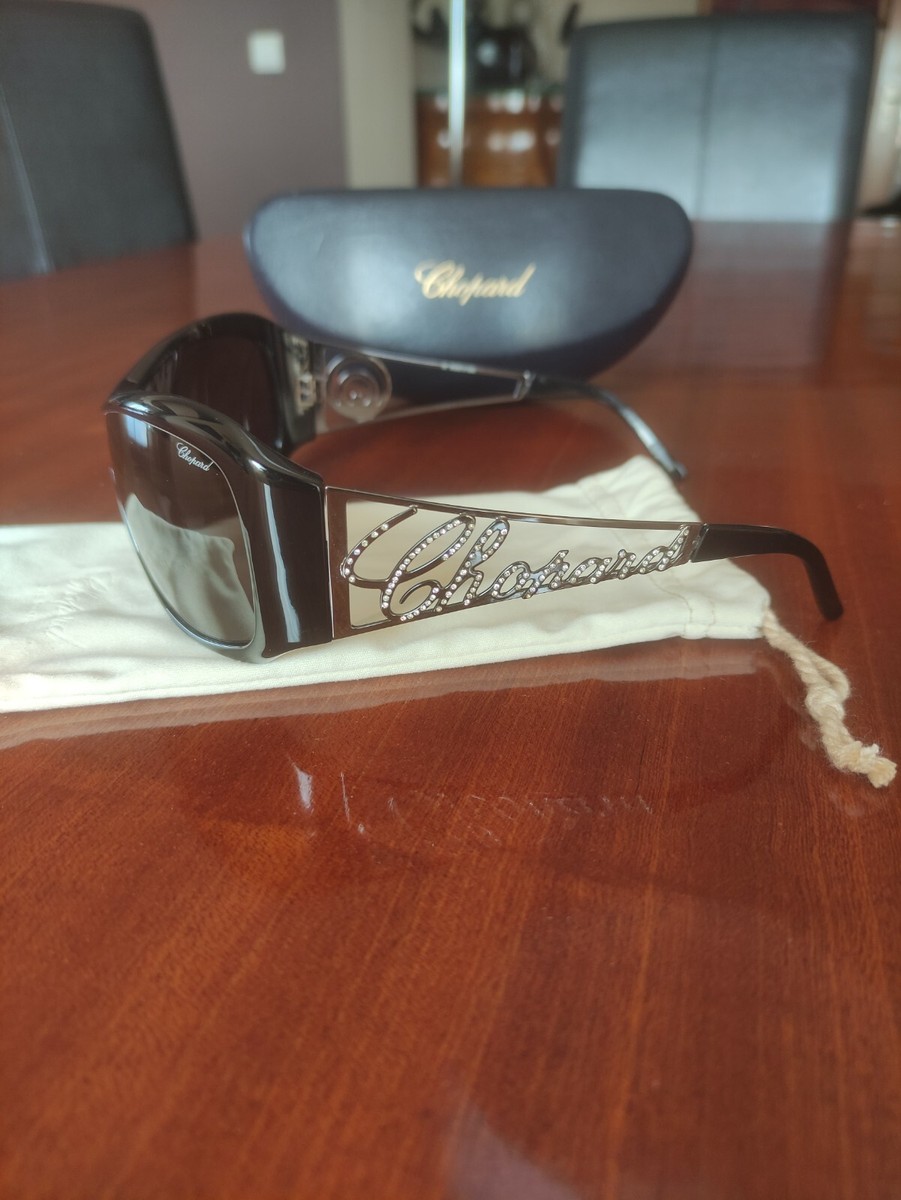 Chopard Black Gradient Shield Sunglasses with Hand Set Swarovski Crystals. RARE Chopard SCHF85S Swarovski Crystals Sunglasses ✨ — onlinechics main image 4