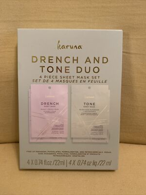 Karuna Sheet Masks Pkg of 4 Fabfitfun Drench and Tone Duo New In Box