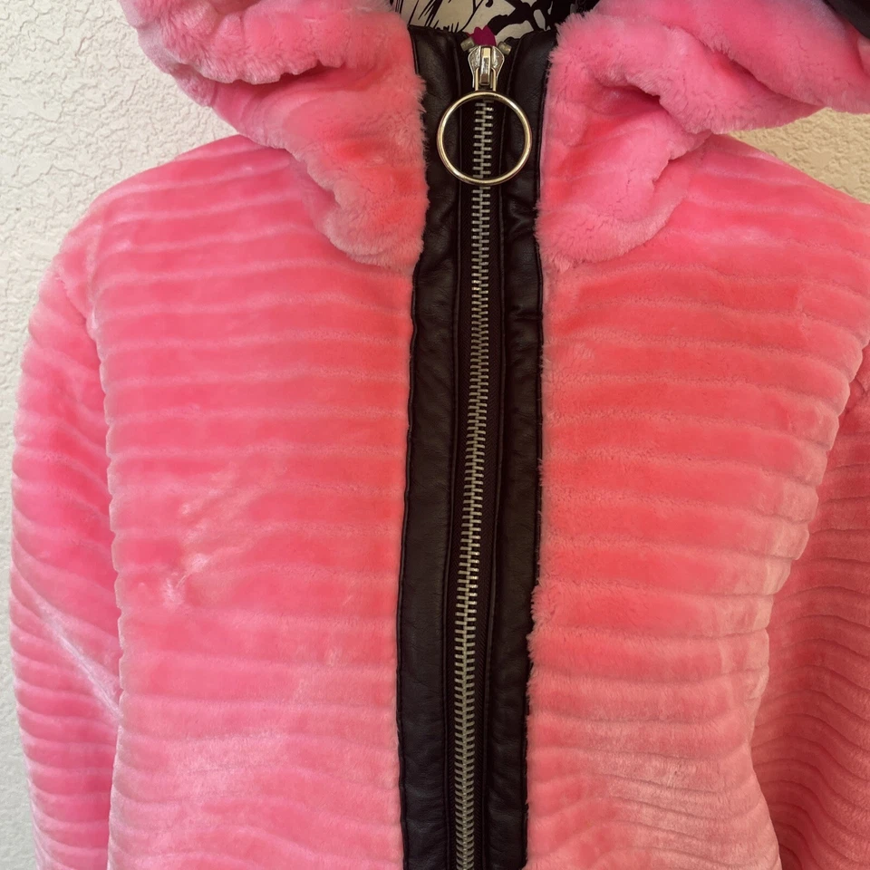 CLUB EXX Rosa Bomber Suave Cálido Imitación Piel Chaqueta Foto 2 de 4