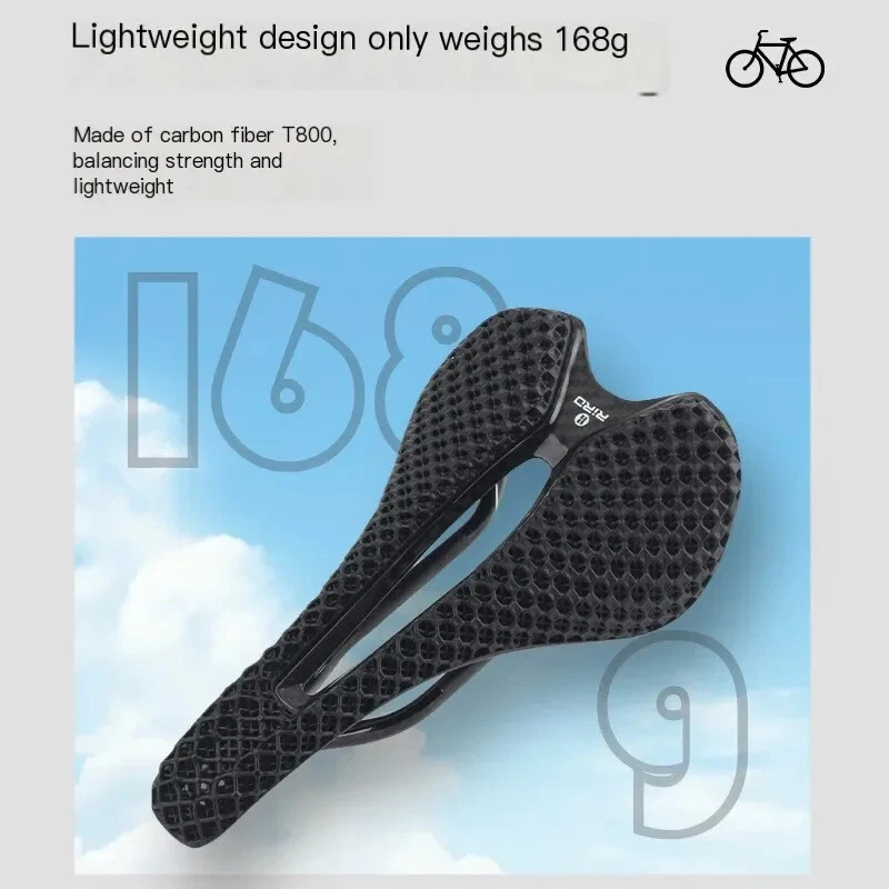 Sillín de bicicleta impreso en 3D de fibra de carbono hueco MTB bicicleta de carretera bicicleta asiento piezas Foto 3 de 4