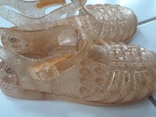Girls Size 11/12 Extra Large Cat And Jack Gold Glitter Gel Sandals