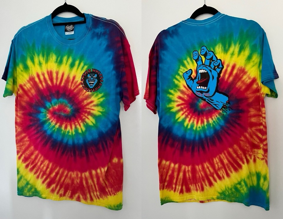 Santa Cruz Tie Dye Tee T Shirt Size M 12 14 Rainbow