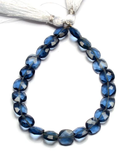 London Topaz Color Quartz 8 mm Size Faceted Cushion Shape Beads 7" Strand