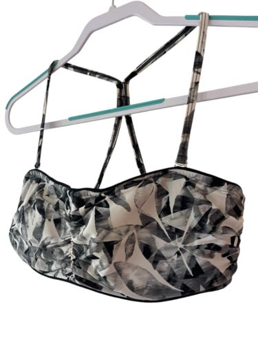 Athleta Women's Size 36B 36C Bikini Top Black White Floral Boho Abstract Support - Picture 2 of 6