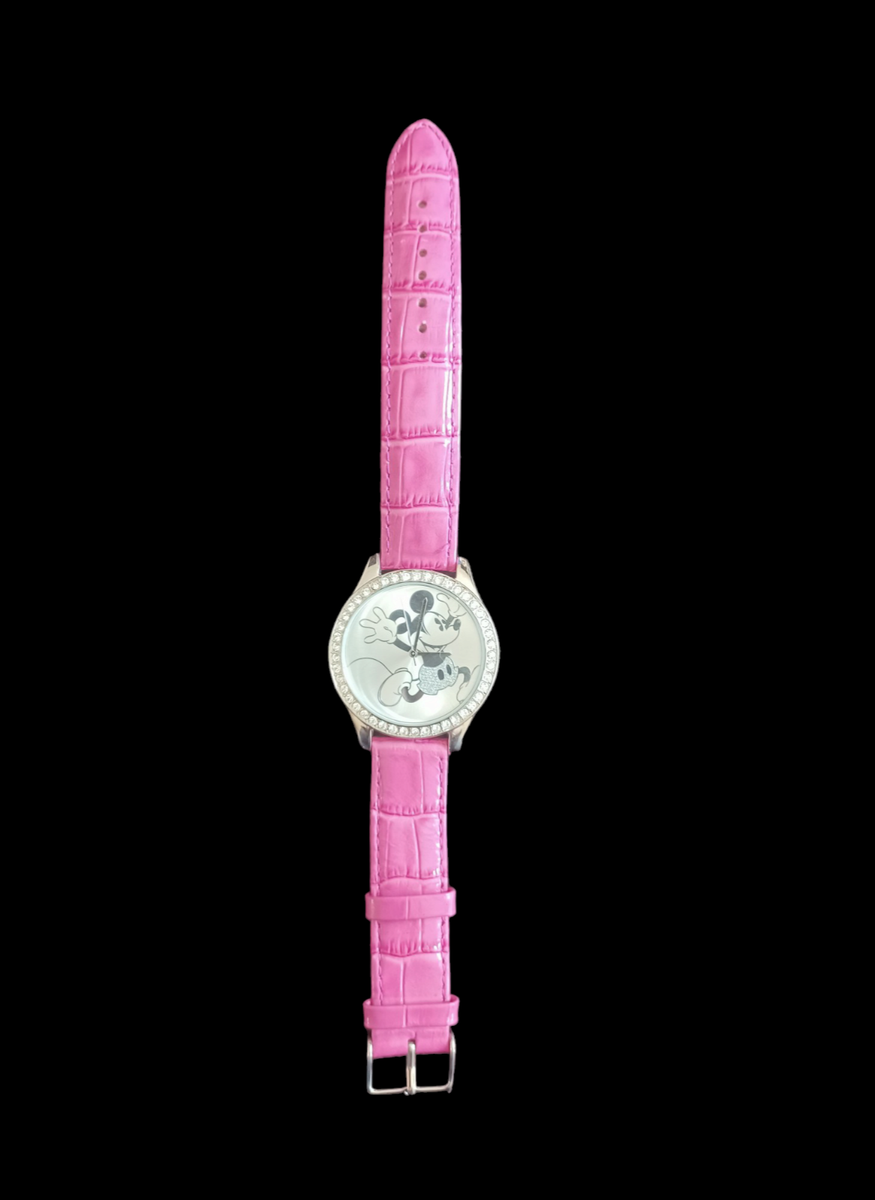 Limited Edition Disney Parkes Mickey Mouse Pink Leather Band Wristwatch 9.5\