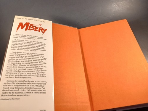 Stephen King Misery 1987 True 1st Edition $18.95 Printed on Flap - Imagen 8 de 12