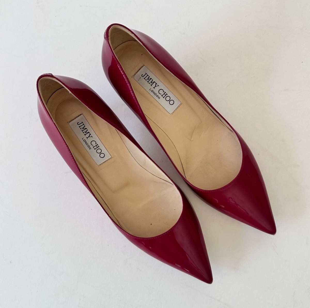 Jimmy Choo Aza Red Patent Leather Kitten Heel Pump 38.5 EU