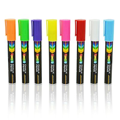 Neon Kreidestifte abwaschbar - 8 Stück helle flüssige Kreidemarker für Glasfenster