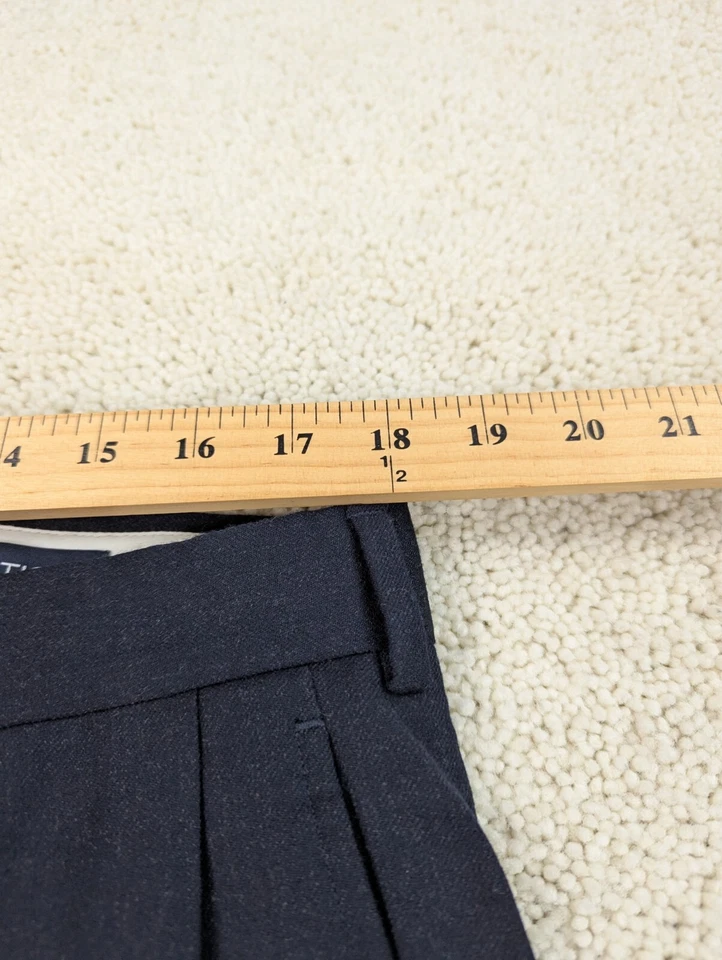 Wool Flannel Pants Mens 36x29 Blue Pleated Straight Leg Classic Fit Navy Vintage - Image 3 of 4