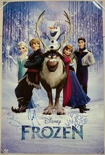 DISNEY FROZEN Cast (3) Signed 24x36 Movie Poster Bell + Menzel + Gad PSA/DNA COA