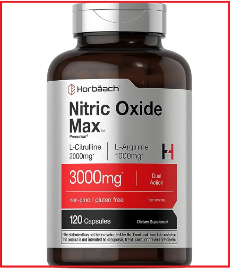 Nitric Oxide Capsules 3000mg 120 Count L Arginine & L Citrulline by