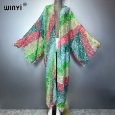 Summer Kimono Boho Cardigan Beachwear Evening Dress Abaya Dubai Luxury Cover-Ups