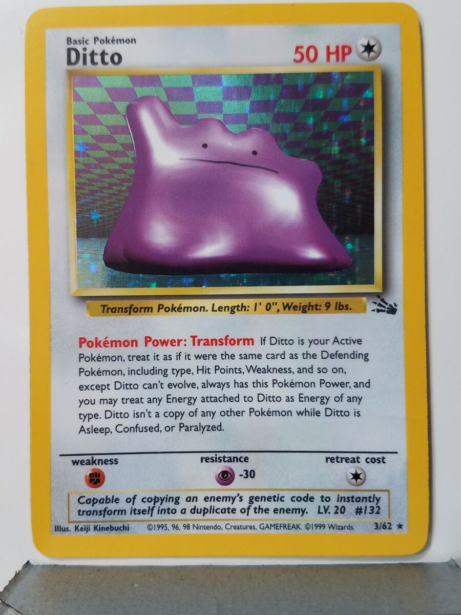 Ditto Holofoil 3/62 Fossil Set Rare Pokemon Card REAL CARD 