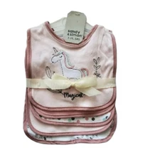 5 Pack Baby Girls Feeding Bibs, 0+ Months, Embroidered, Gift, Pink, Unicorn
