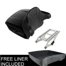 King Trunk Backrest & 2UP Mount Rack Fits For Harley  Touring 14-23