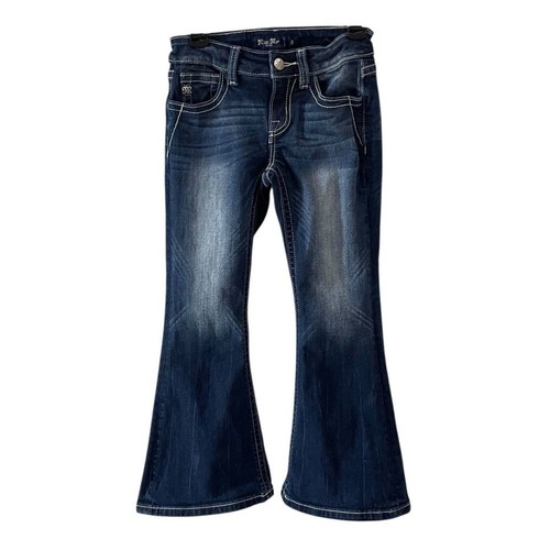 Girls Miss Me Rhinestone Wings Mid Rise Flare Jeans Size: 6 boxFD