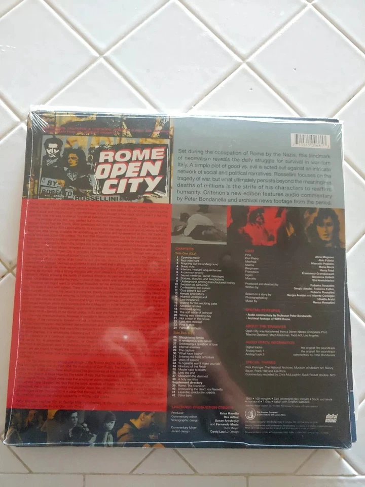 Rome Open City  The Criterion Collection  Laserdisc  Factory Sealed - Image 2 of 3