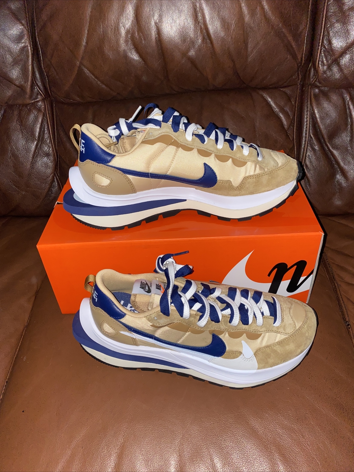 SACAI X NIKE Taglia UK 10 Nike VaporWaffle x Sacai blu marrone chiaro