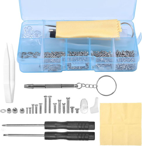Kit Di Riparazione per Occhiali, 500 Pezzi Viti per Occhiali Kit Con Dadi per Vi - Foto 12 di 12