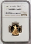 2003 W GOLD $10 AMERICAN EAGLE 1/4oz NGC PROOF 70 ULTRA CAMEO