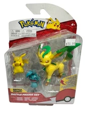 Pokemon Battle Figure Set Leafeon Wynaut & Pikachu Articulated New (BOX DAMAGE)