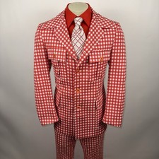 Jantzen Leisure Suit Mens 42 Jacket Coat 36 31 Pants Bell Bottom Vtg 60s 70s Mod