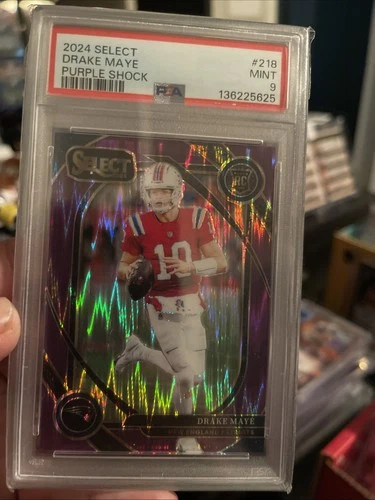2024 Panini Select - Drake Maye #218 Purple Shock Prizm PSA  9 MINT  /360 (RC)