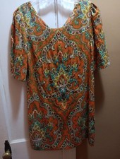  ECI Womens Size 6 Multi Color Dress  3/4 sleeve Paisley Design 